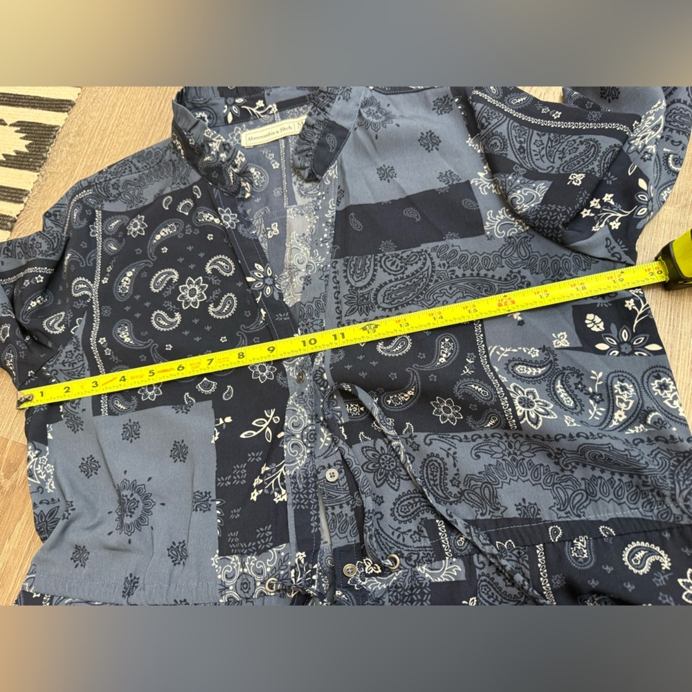 Abercrombie & Fitch Paisley Bandana Long Sleeve Drawstring Shirtdress Medium - Picture 7 of 10